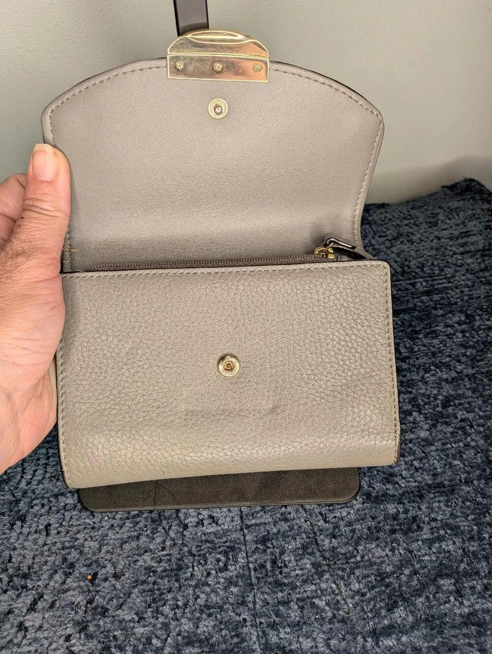 Kate Spade New York Grey Pebble Leather Trifold Wallet